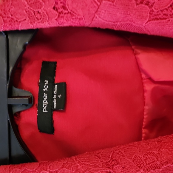 Red One-button Lace Collar blazer - Picture 3 of 3